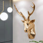 3D Hirschkopf Skulptur | Stilvoll Langlebig Einzigartig Kunstharz Trendig-Gold-D30 x H45cm-Luzern Mode