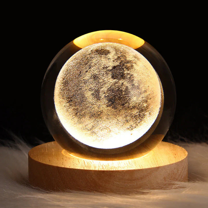 Kristallkugel Lampe | Stilvoll Stimmungsvolles Einzigartiges 3D 6CM Haltbares Holz-Mond 6CM-Luzern Mode