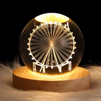 Kristallkugel Lampe | Stilvoll Stimmungsvolles Einzigartiges 3D 6CM Haltbares Holz-Riesenrad 6CM-Luzern Mode