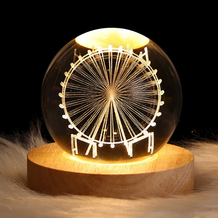 Kristallkugel Lampe | Stilvoll Stimmungsvolles Einzigartiges 3D 6CM Haltbares Holz-Riesenrad 6CM-Luzern Mode