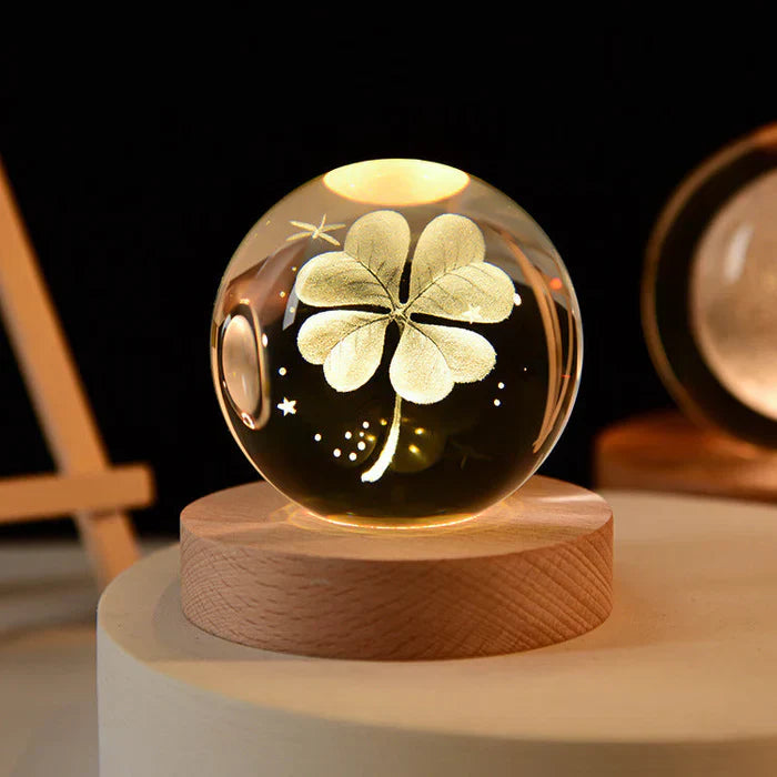 Kristallkugel Lampe | Stilvoll Stimmungsvolles Einzigartiges 3D 6CM Haltbares Holz-Luzern Mode