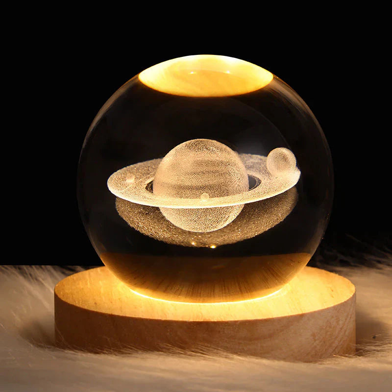 Kristallkugel Lampe | Stilvoll Stimmungsvolles Einzigartiges 3D 6CM Haltbares Holz-Saturn 6CM-Luzern Mode