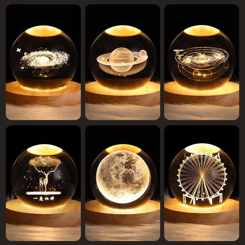 Kristallkugel Lampe | Stilvoll Stimmungsvolles Einzigartiges 3D 6CM Haltbares Holz-Luzern Mode