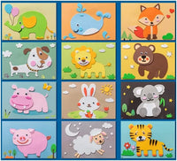 3D Schaumstoff Sticker Puzzle | Tiere Farbenfroh Kreativ Vielseitig Langlebig-Niedliche Tiere (Set von 12)-Luzern Mode