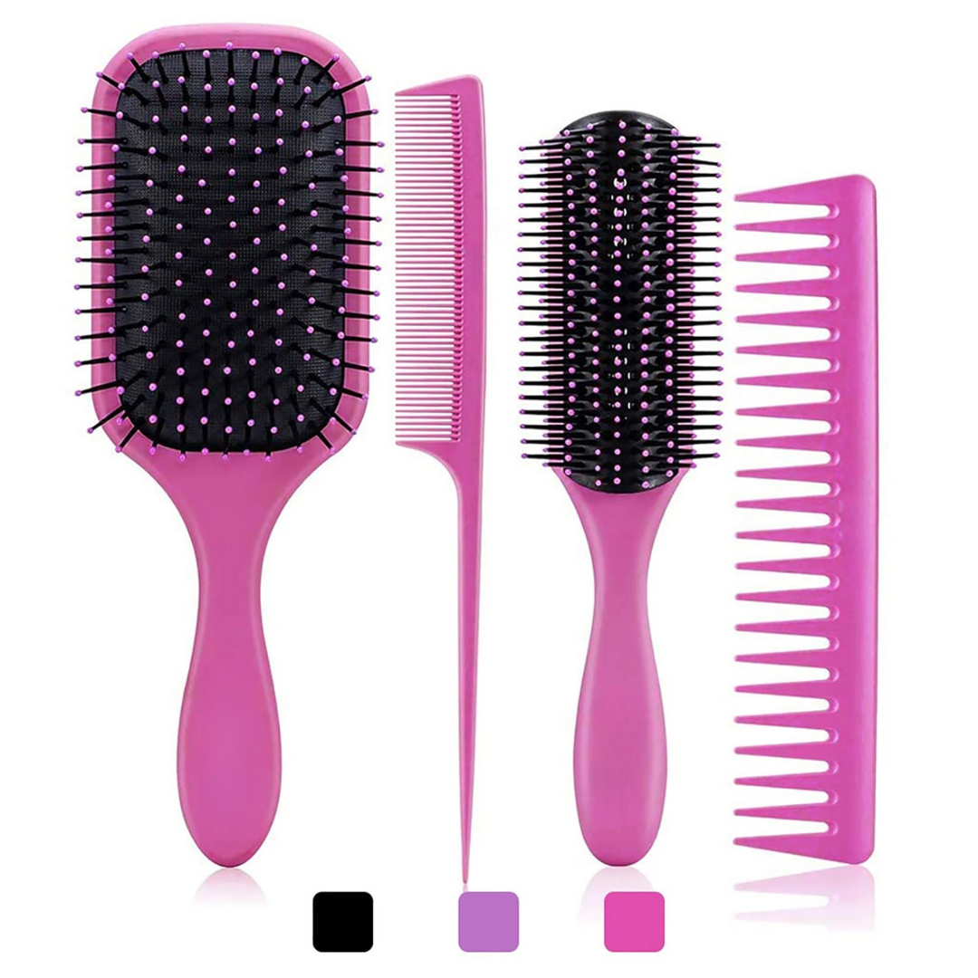 Haarbürsten-Set | 4-teilig Entwirrend Vielseitig Langlebig Mühelos-Rosa-Luzern Mode
