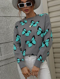 Damenpullover mit Schmetterlingsmuster – Liora