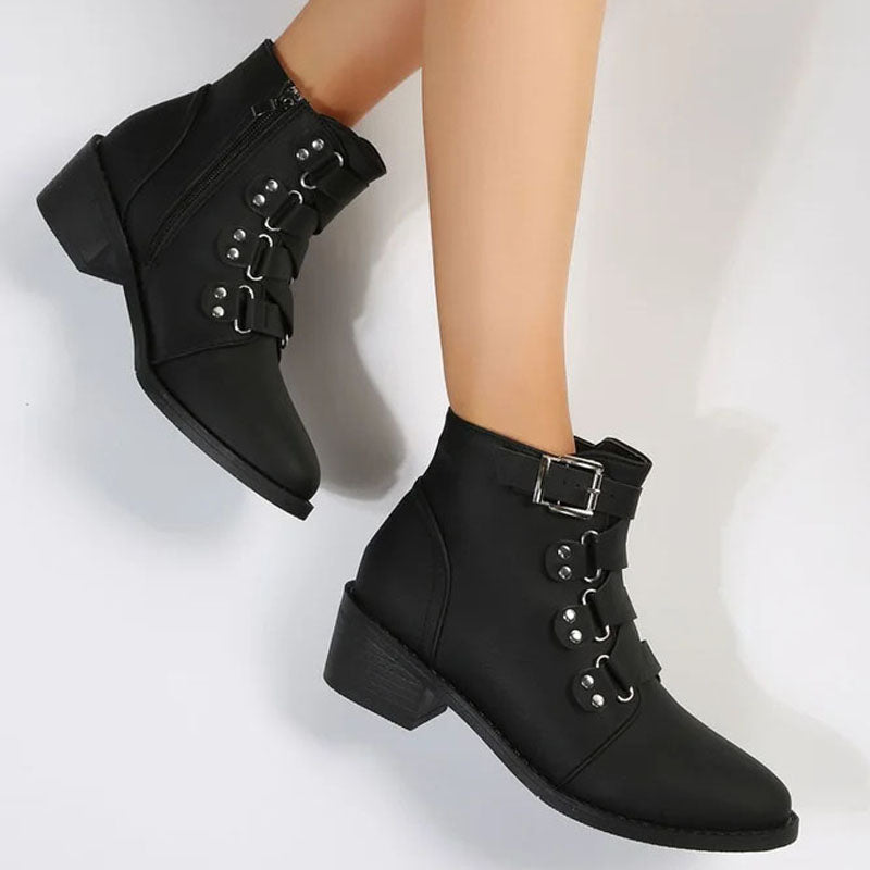 Damen Stiefeletten mit Blockabsatz im Vintage Look – Yolisa