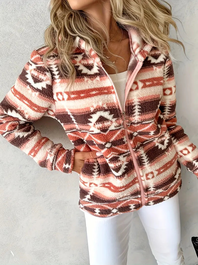 Damen Teddy-Weste mit Aztekenmuster – Nayeli