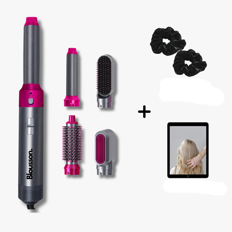 Haarstyler | 5-in-1 | Luftstrom | Wärmefrei | Sicher | Kompakt-Grau Rosa-Luzern Mode