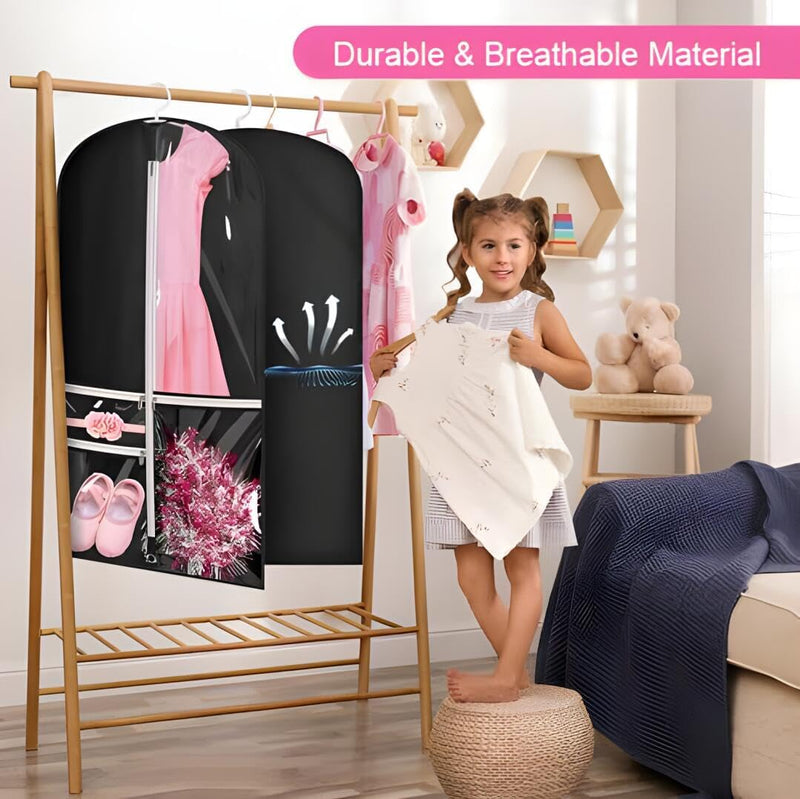Tanz- und Kostüm-Kleidersack Set – 5er-Pack mit Durchsichtigen Taschen und Faltlasche (Kaufe 1, Erhalte 1 GRATIS)