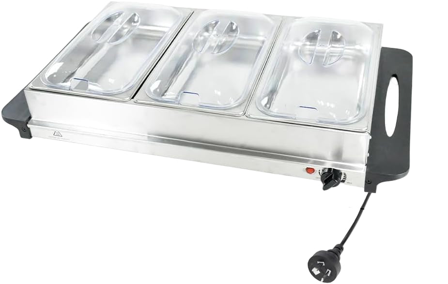Elektrischer Buffet-Food-Wärmer mit 3 × 2,5L Behältern und Temperatureinstellung – Valtero