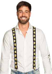 Trachten-Hosenträger schwarz mit Bierkrug-Motiv – ProstClip Oktoberfest 2026