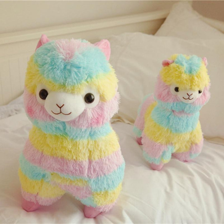 Weiches Regenbogen-Alpaka Kuscheltier aus Plüsch für Babys & Kleinkinder