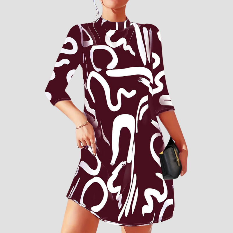 Minikleid mit langen Ärmeln & Rundhalsausschnitt – Elanora