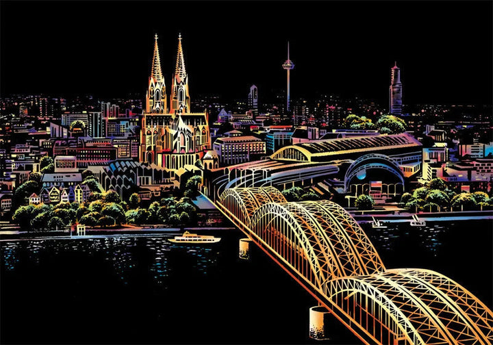 5D Krash Kunstplatte | Kreativ | Interaktiv | Einzigartig | Farbenfroh | Stadt-Kölner Dom-Luzern Mode