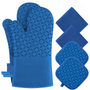 Ofenhandschuhset | 6-teilig Topflappen Hitzebeständig bis 260 °C Vielseitig-Blau-Luzern Mode