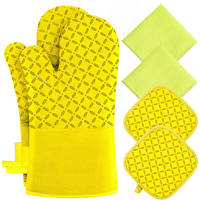Ofenhandschuhset | 6-teilig Topflappen Hitzebeständig bis 260 °C Vielseitig-Gelb-Luzern Mode