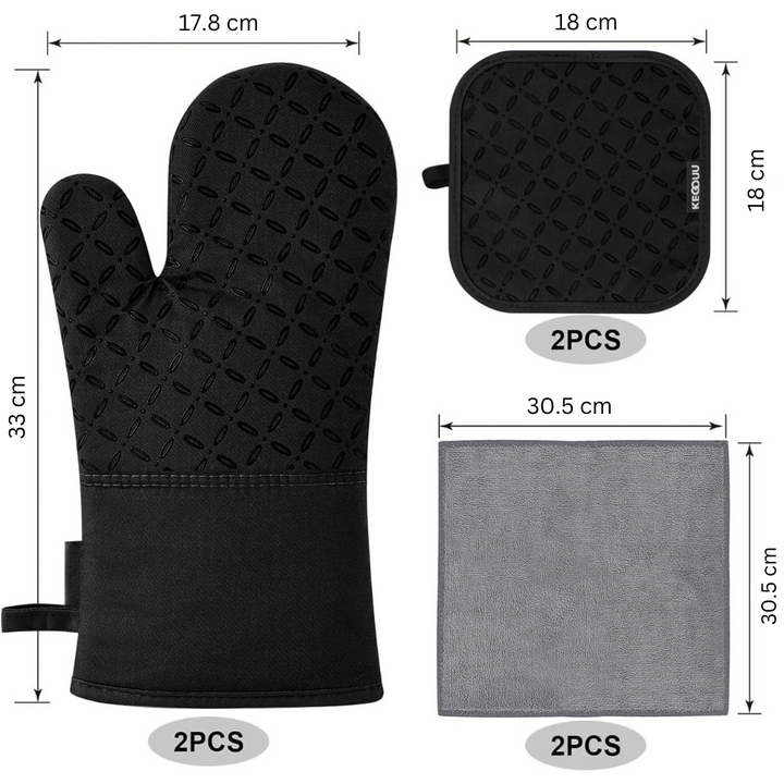 Ofenhandschuhset | 6-teilig Topflappen Hitzebeständig bis 260 °C Vielseitig-Luzern Mode