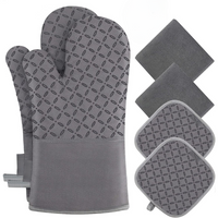 Ofenhandschuhset | 6-teilig Topflappen Hitzebeständig bis 260 °C Vielseitig-Grau-Luzern Mode
