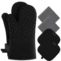 Ofenhandschuhset | 6-teilig Topflappen Hitzebeständig bis 260 °C Vielseitig-Schwarz-Luzern Mode