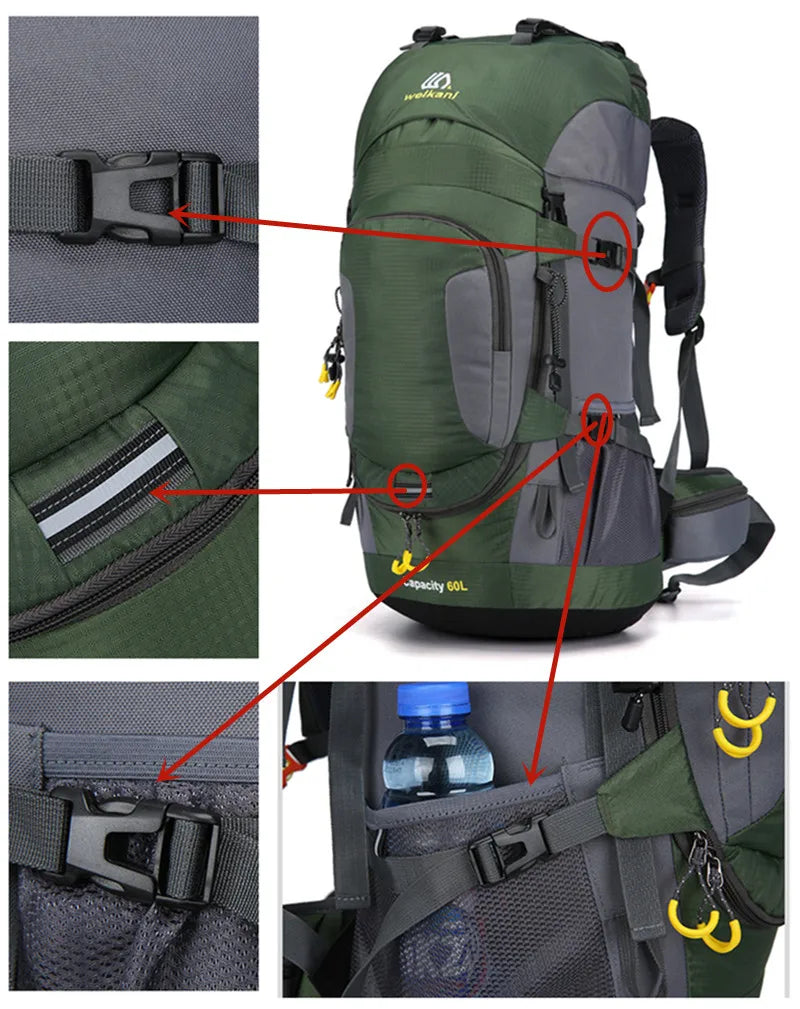 Wasserdichter Trekkingrucksack 60L für Outdoor-Abenteuer-Luzern Mode