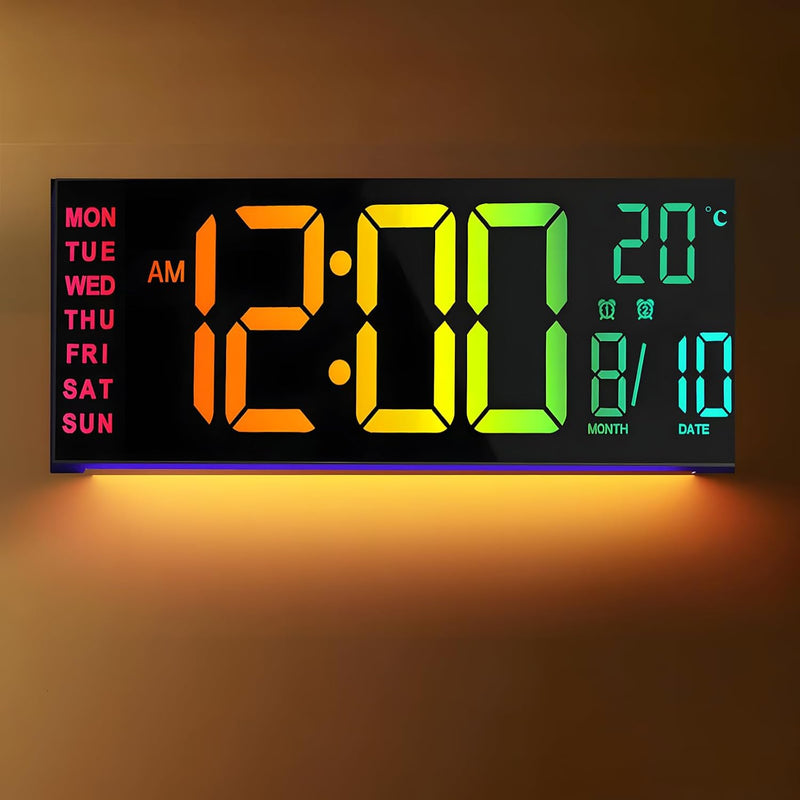 16-Zoll RGB Digitaler Wand- und Tischwecker mit Fernbedienung – Lumeris
