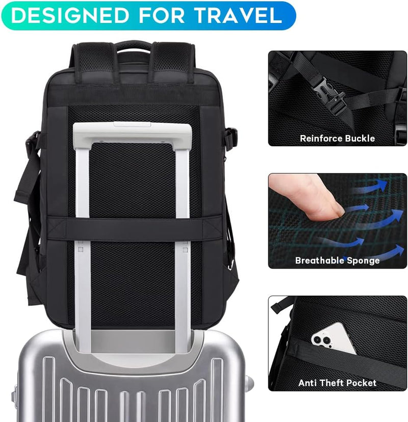 Erweiterbarer 26–45L Wasserdichter Reiserucksack mit Laptopfach & Duffle-Option