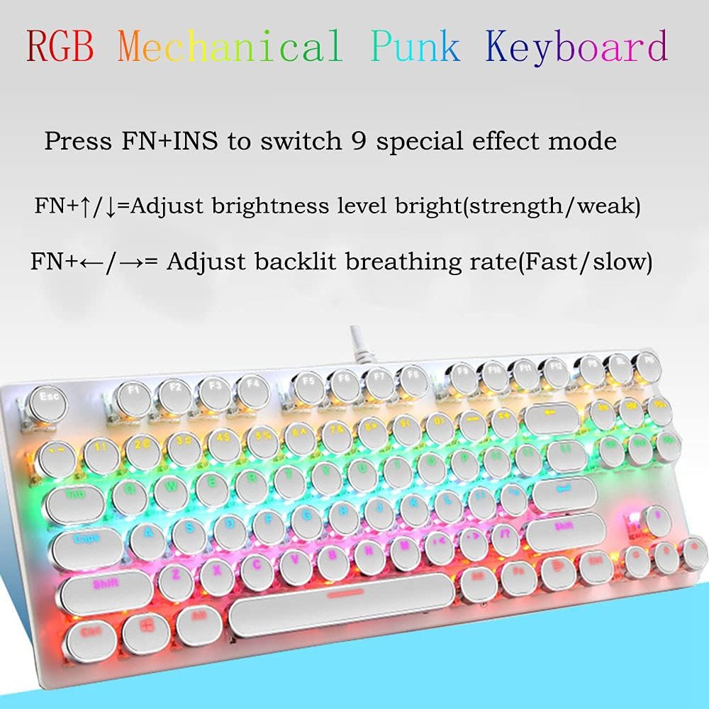 87-Tasten Mechanische Gaming-Tastatur RGB Hinterbeleuchtet Blaue Schalter