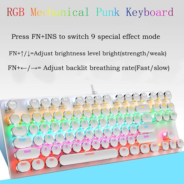 87-Tasten Mechanische Gaming-Tastatur RGB Hinterbeleuchtet Blaue Schalter