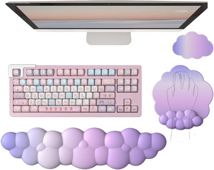Wolkenförmige ergonomische Handgelenkauflage mit Mauspad und Untersetzer – Zeyora