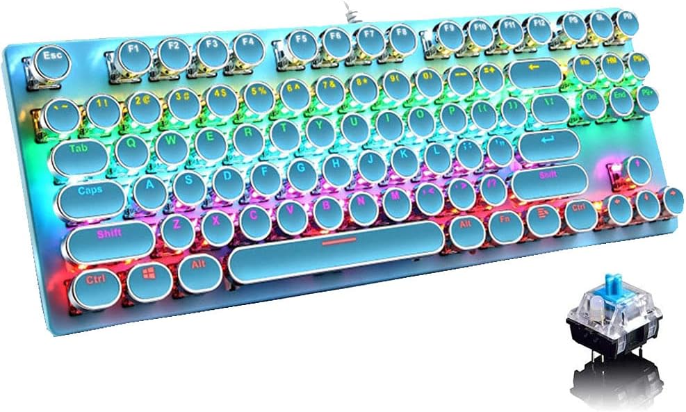 87-Tasten Mechanische Gaming-Tastatur RGB Hinterbeleuchtet Blaue Schalter