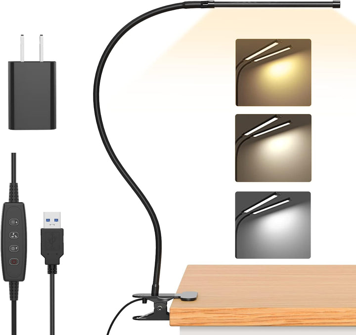 77 LED Schreibtisch-Klemmlampe mit USB-Stromversorgung und flexiblem Schwanenhals – Serava