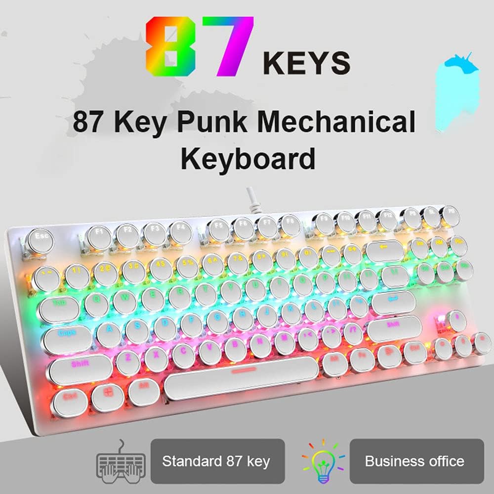 87-Tasten Mechanische Gaming-Tastatur RGB Hinterbeleuchtet Blaue Schalter