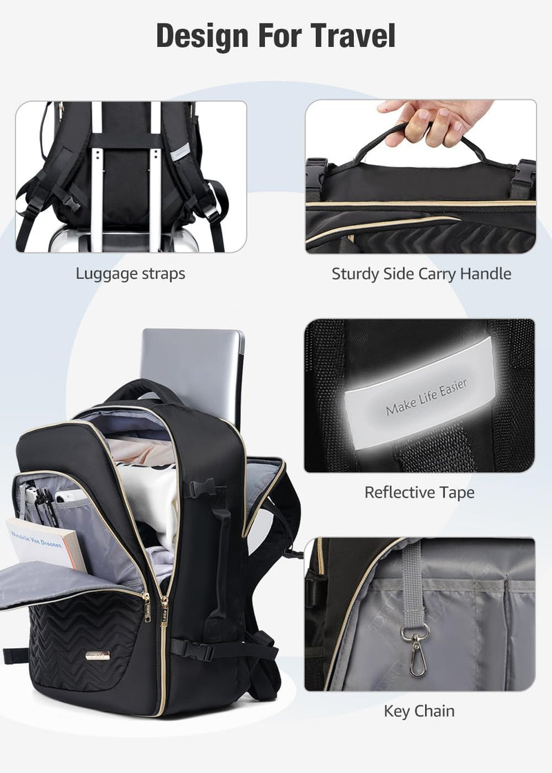 40L Flugtauglicher Reisetrolley mit 6 Packwürfeln und Laptopfach