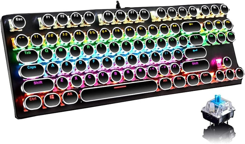 87-Tasten Mechanische Gaming-Tastatur RGB Hinterbeleuchtet Blaue Schalter