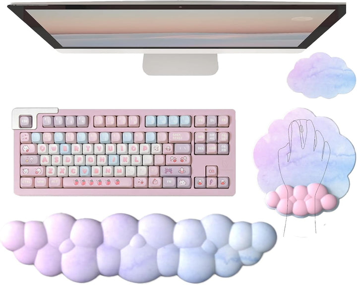 Wolkenförmige ergonomische Handgelenkauflage mit Mauspad und Untersetzer – Zeyora