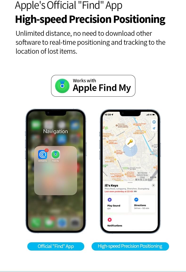 Smart Anti-Lost Locator Schlüsselanhänger – Echtzeitverfolgung mit Find My – Zeyora