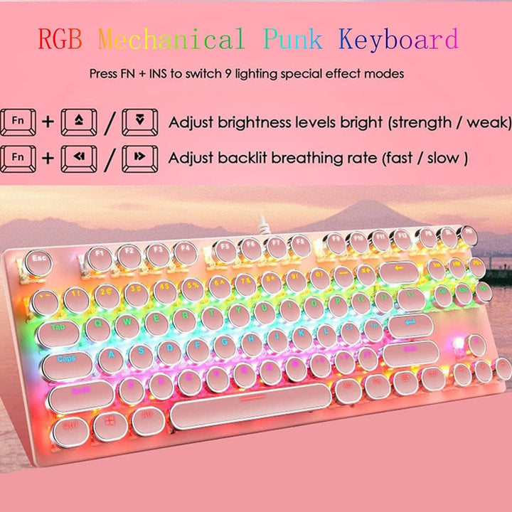 87-Tasten Mechanische Gaming-Tastatur RGB Hinterbeleuchtet Blaue Schalter