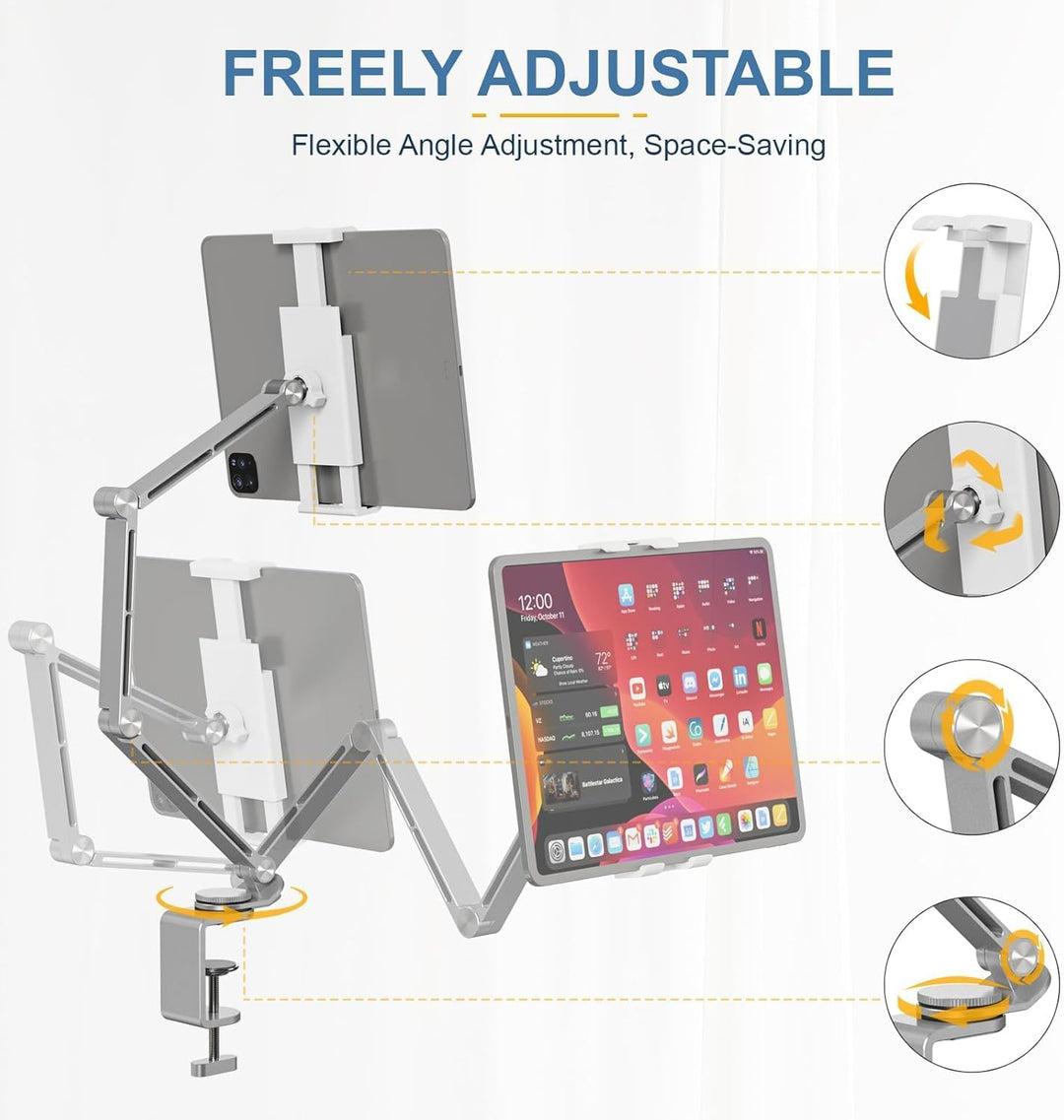 Verstellbarer Aluminium-Tablet-Ständer mit 360°-Drehung – Movaro