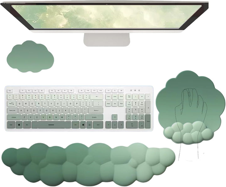 Wolkenförmige ergonomische Handgelenkauflage mit Mauspad und Untersetzer – Zeyora