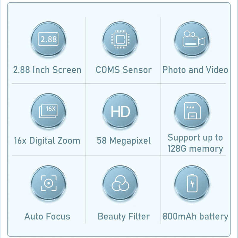 4K Kompakte Digitalkamera mit 58MP Fotos und 16-fachem Zoom – Lumora