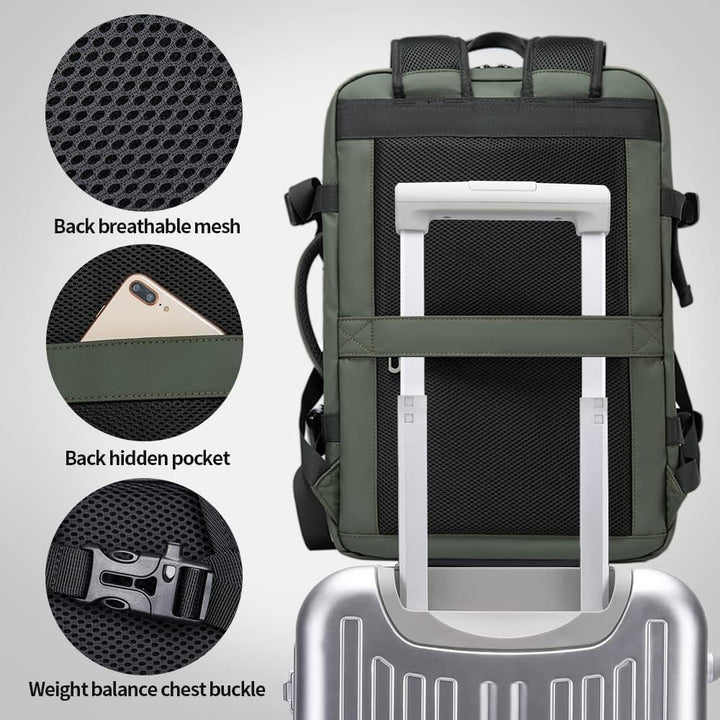 Erweiterbarer 26–45L Wasserdichter Reiserucksack mit Laptopfach & Duffle-Option