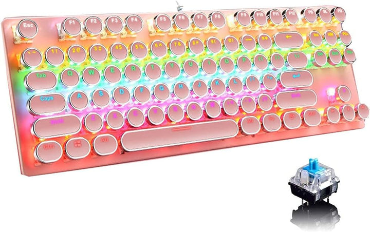 87-Tasten Mechanische Gaming-Tastatur RGB Hinterbeleuchtet Blaue Schalter
