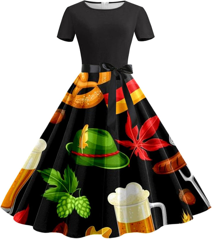 Bierkrug-&-Brezn-Kleid mit Taillenband – Anna Oktoberfest 2026