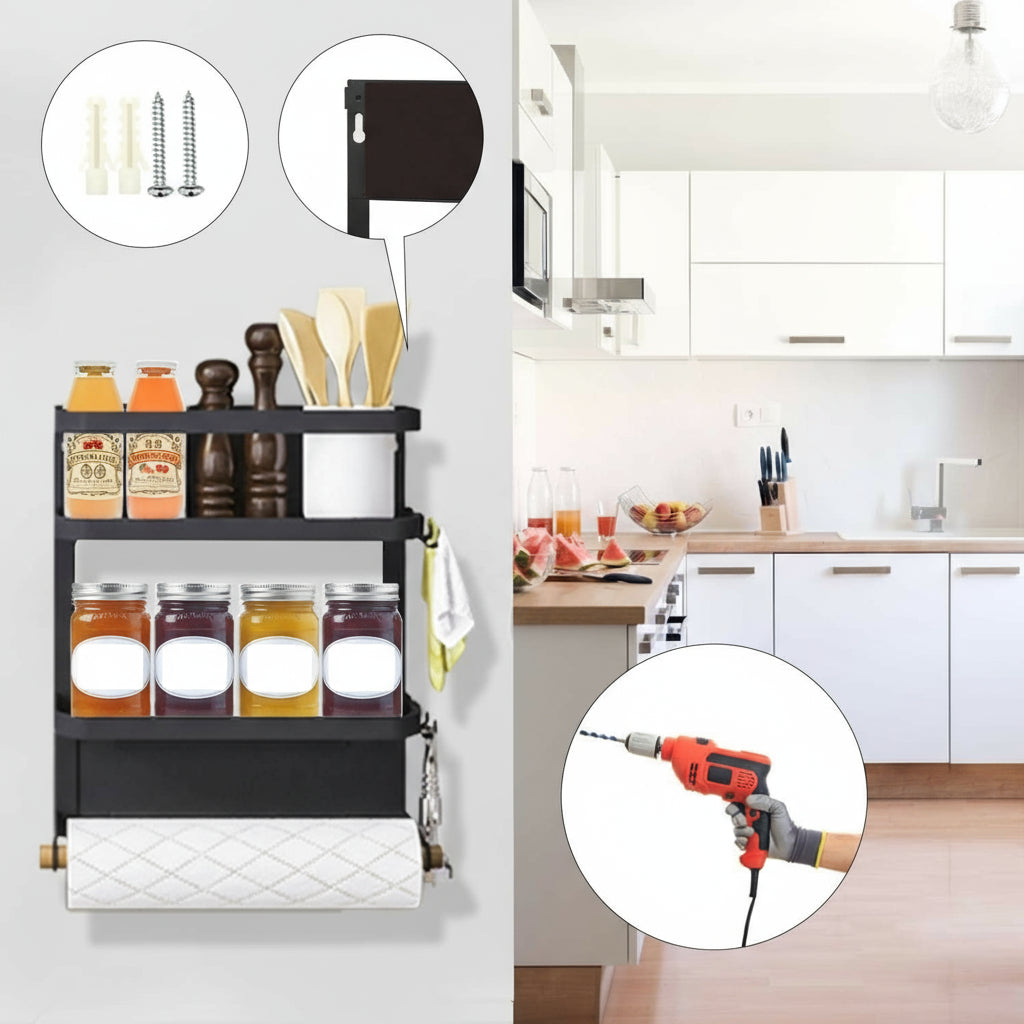 Magnetisches Kühlschrank-Gewürzregal mit Papiertuchhalter – Oryden