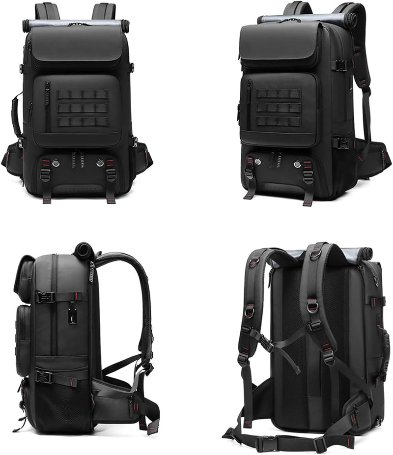 50L wasserdichter Reiserucksack mit Schuhfach und USB-Anschluss