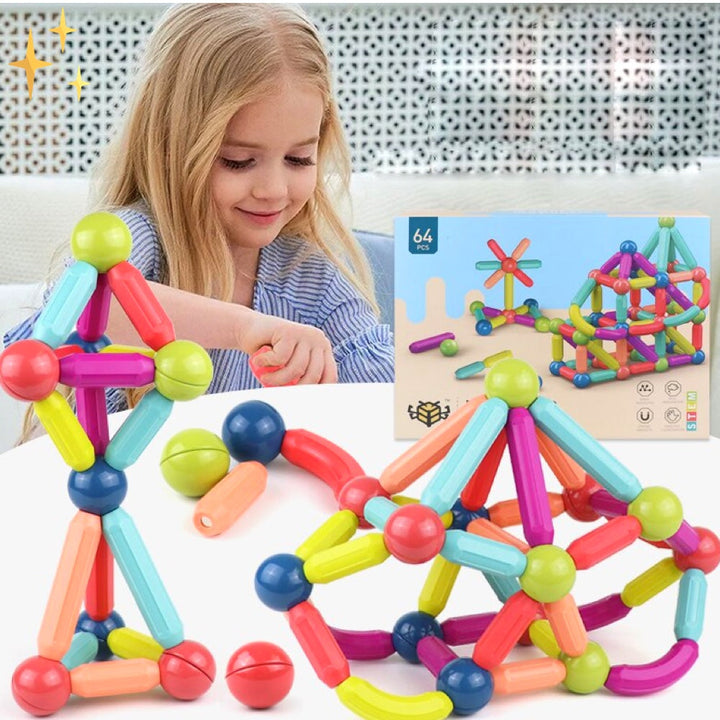 Magnetische Bausteine | 64-teilig Langlebig Bunt 3+ Kreativ-Luzern Mode