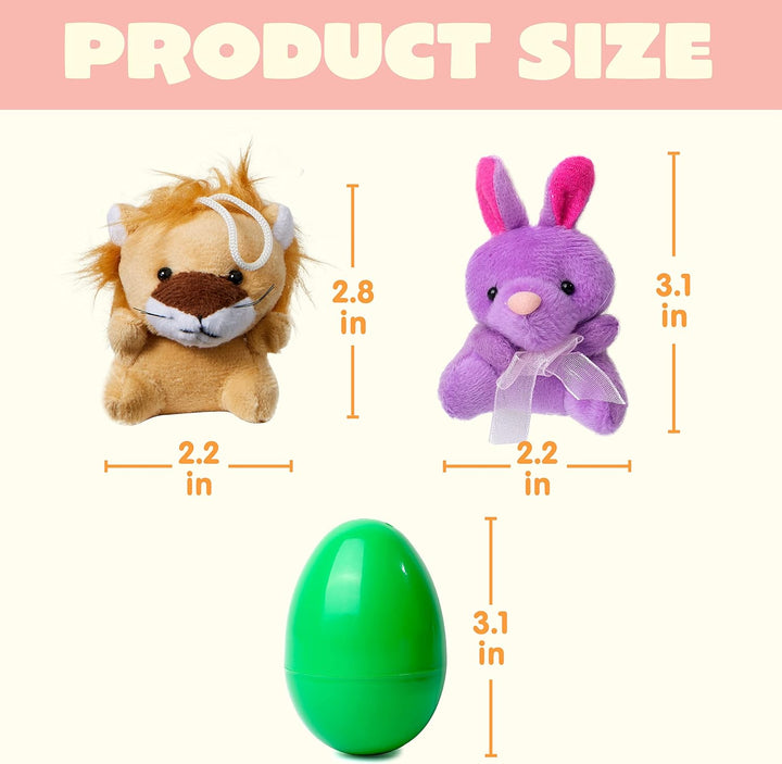 Plüsch-Ostereier mit Mini-Tieren für Kinder – 12er Set Überraschungseier