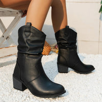 Damen Leren Stiefel mit bequemem Absatz – Amara