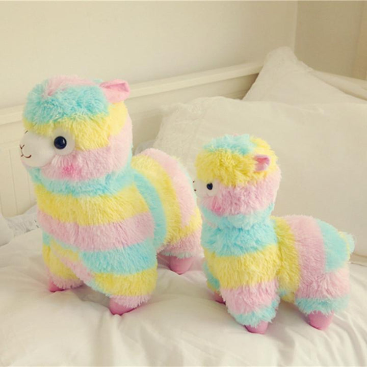 Weiches Regenbogen-Alpaka Kuscheltier aus Plüsch für Babys & Kleinkinder